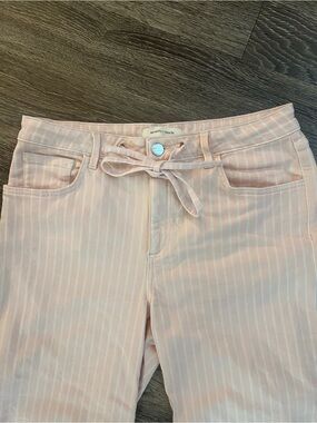Seventy & Mochi Pink and White Striped Tie-Waist jeans